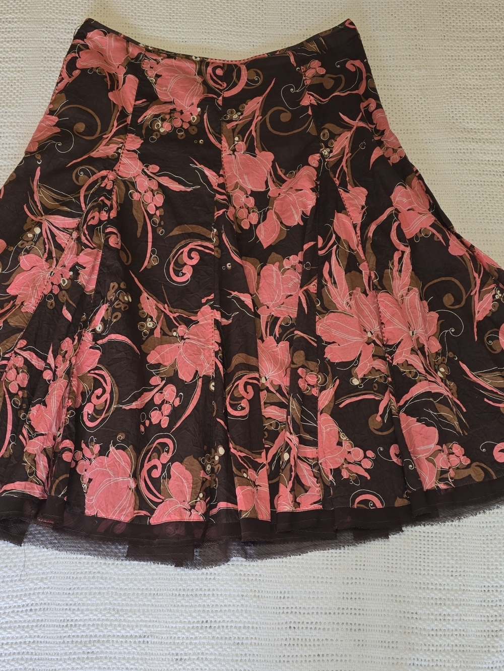 Apt. 9 Brown Skater Skirt with Pink Floral Print